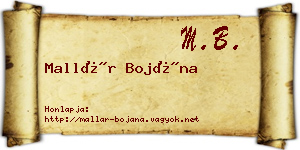 Mallár Bojána névjegykártya
